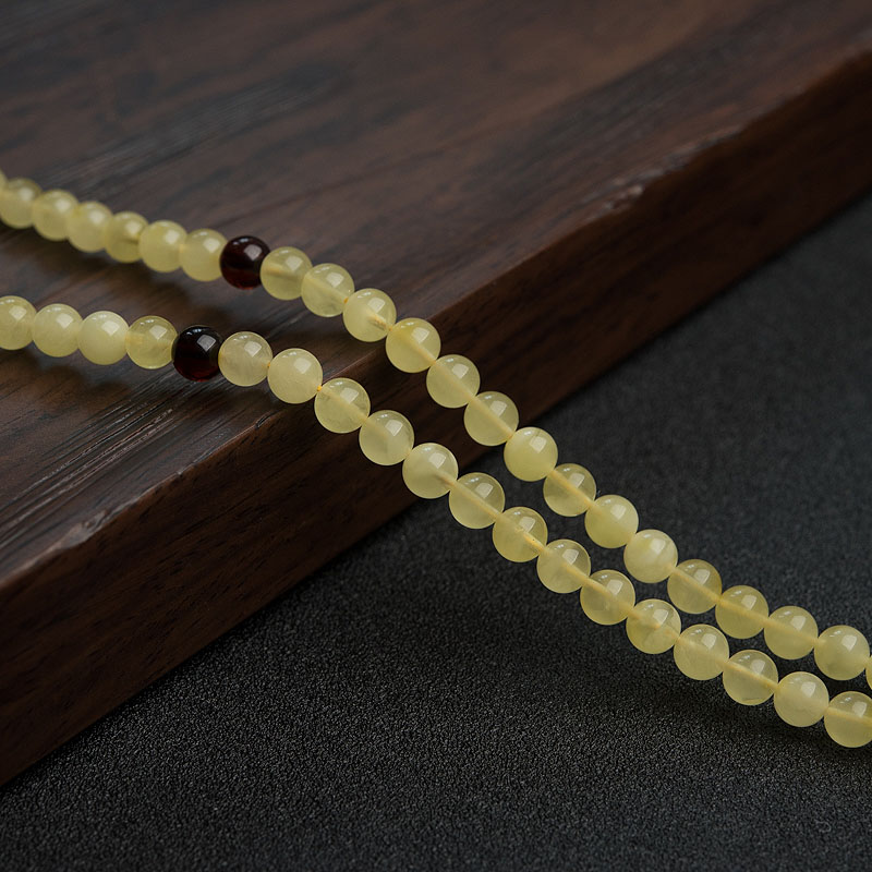 波罗的海天然浅黄蜜蜡佛珠手串 - 红掌柜