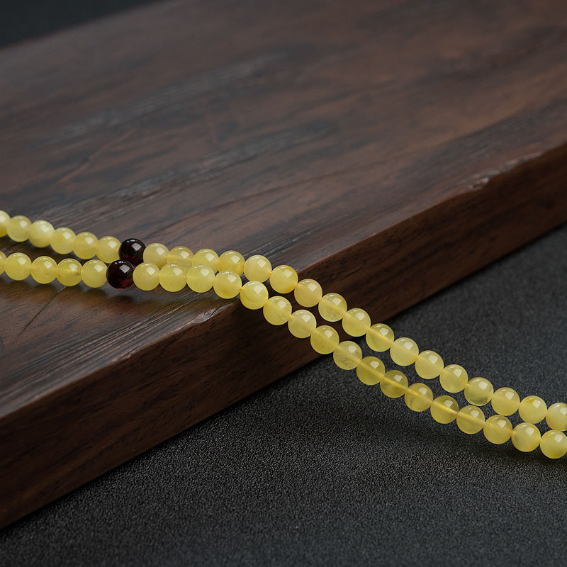 鸡油黄黄蜜蜡108佛珠 - 红掌柜