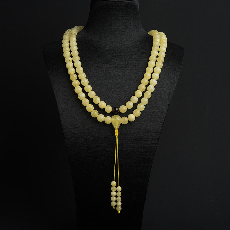 波罗的海天然10mm浅黄蜜蜡108佛珠 - 红掌柜