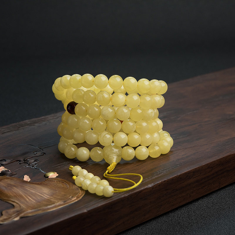 波罗的海浅黄蜜蜡108佛珠 - 红掌柜