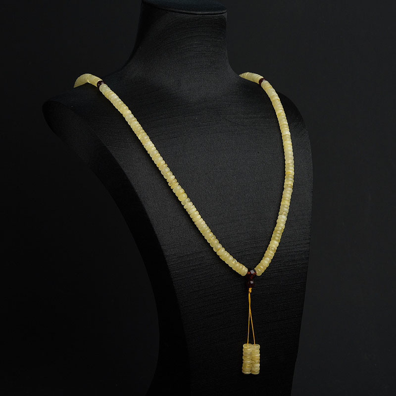 浅黄蜜蜡算盘珠项链 - 红掌柜