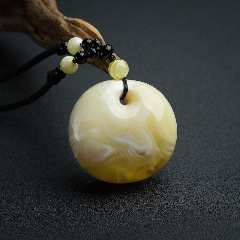 波罗的海天然白花蜜蜜蜡平安扣吊坠-红掌柜