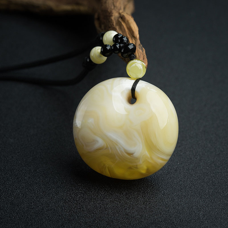 波罗的海白花蜜蜜蜡平安扣吊坠-红掌柜