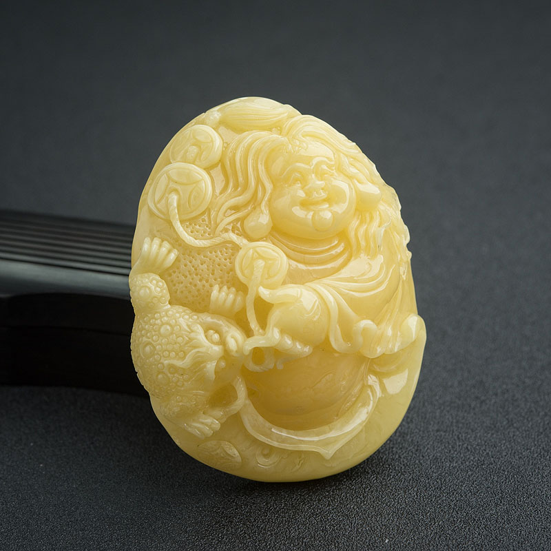 鸡油黄蜜蜡吊坠-红掌柜