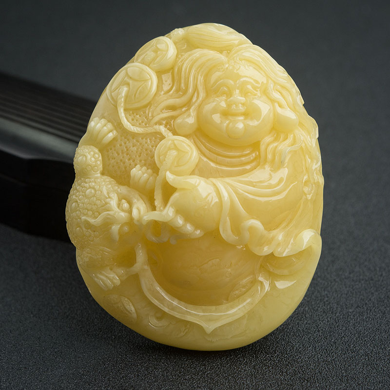 天然蜜蜡刘海戏金蟾吊坠-红掌柜