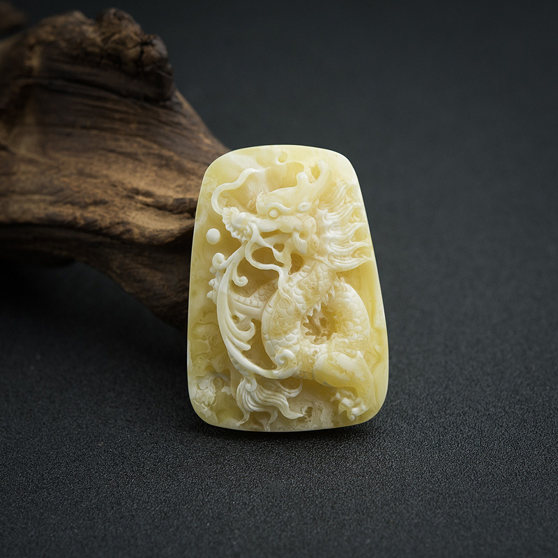 天然波罗的海白花蜜蜜蜡龙吊坠-红掌柜