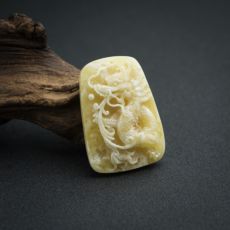 波罗的海白花蜜蜜蜡龙吊坠-红掌柜