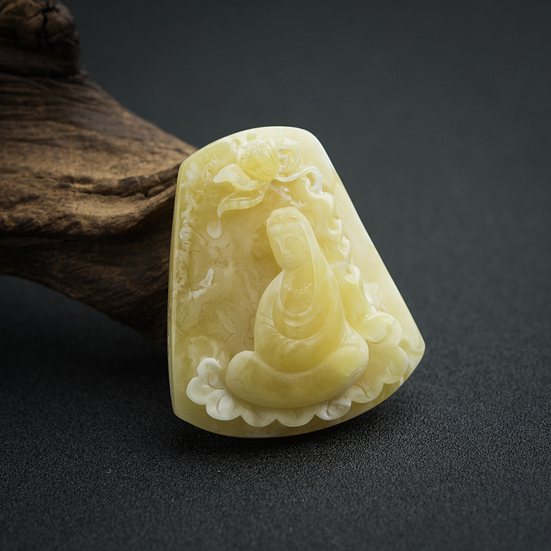 波罗的海白花蜜蜜蜡观音吊坠-红掌柜