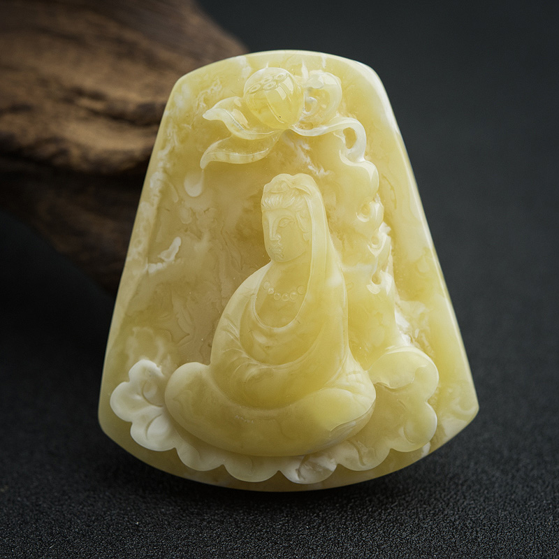 天然波罗的海蜜蜡观音吊坠-红掌柜