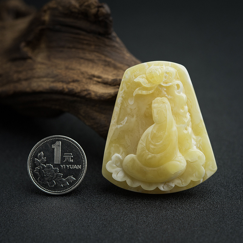 天然蜜蜡观音吊坠-红掌柜