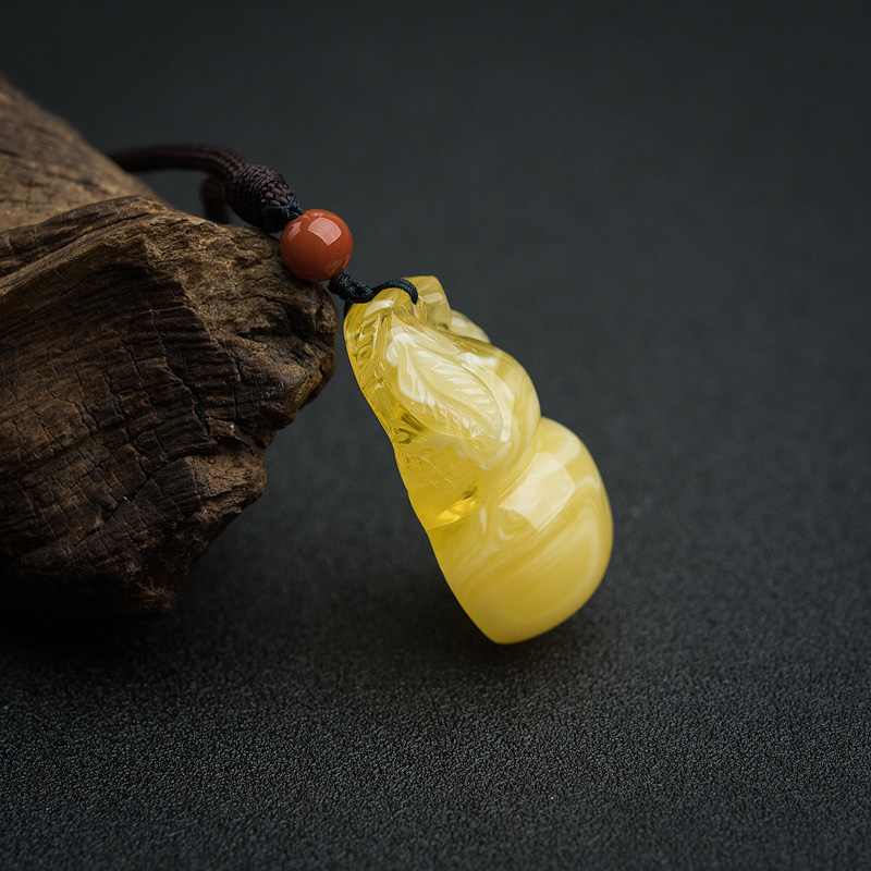 天然波罗的海白花蜜蜜蜡吊坠-红掌柜