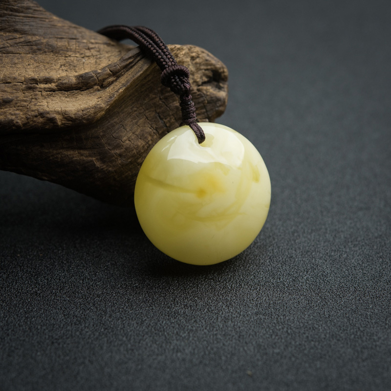 波罗的海白花蜜蜜蜡平安扣吊坠-红掌柜