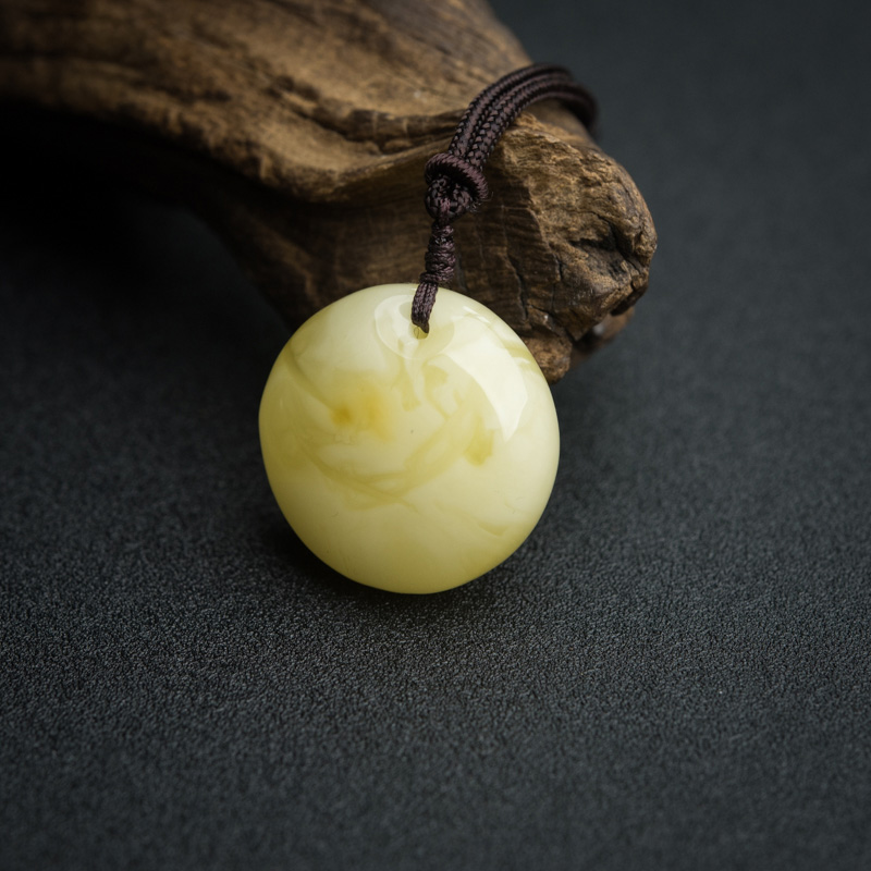 白花蜜蜜蜡平安扣吊坠-红掌柜