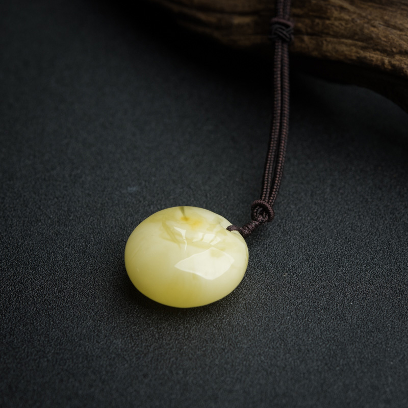 天然白花蜜蜜蜡平安扣吊坠-红掌柜