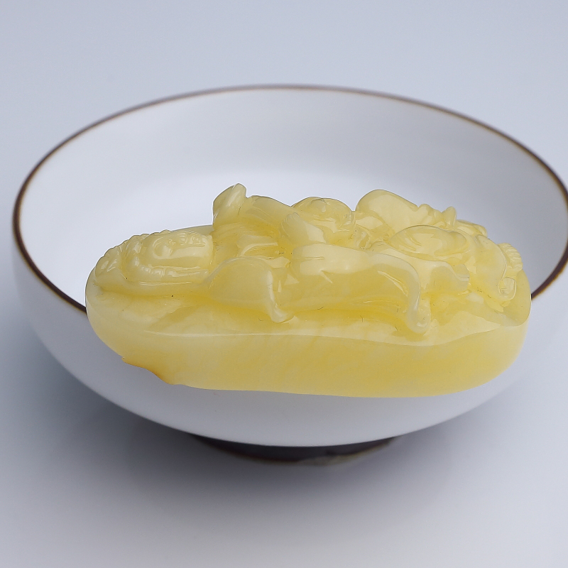 波罗的海天然带皮鸡油黄蜜蜡吊坠-红掌柜