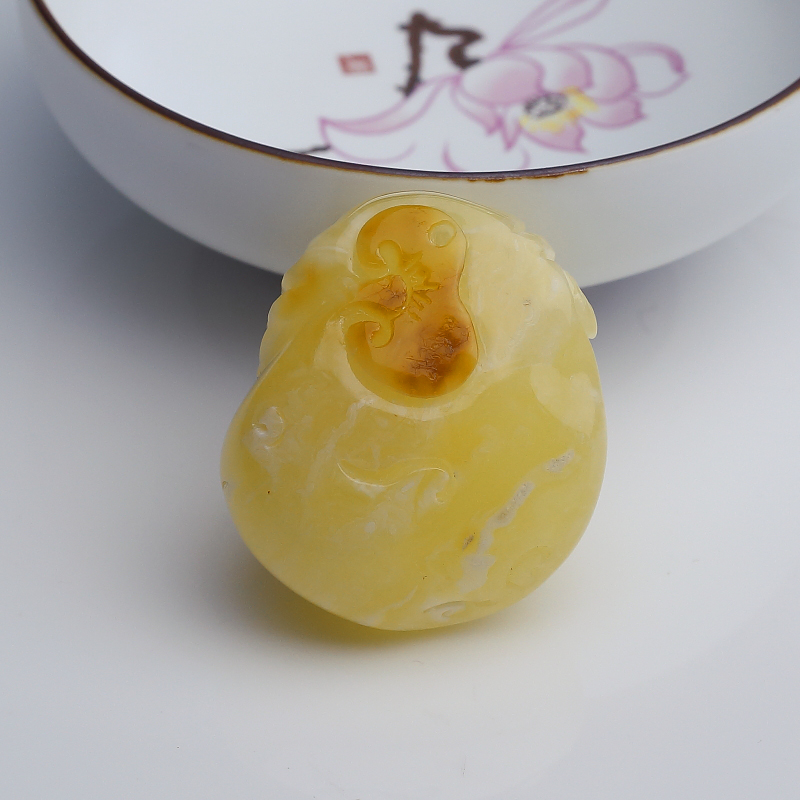 波罗的海天然白花蜜蜡钱袋吊坠-红掌柜