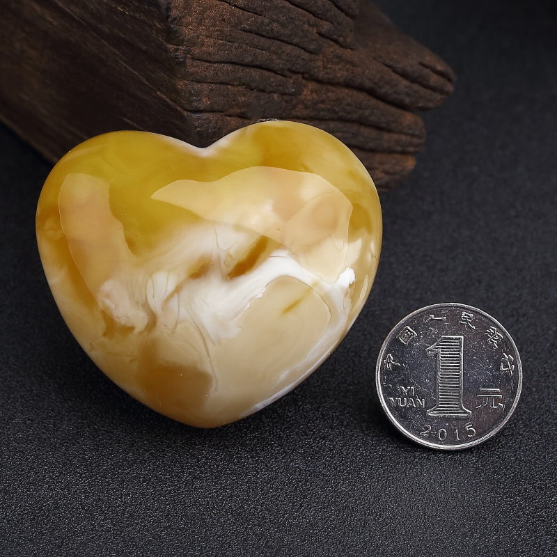 波罗的海天然白花蜜蜡心形吊坠-红掌柜