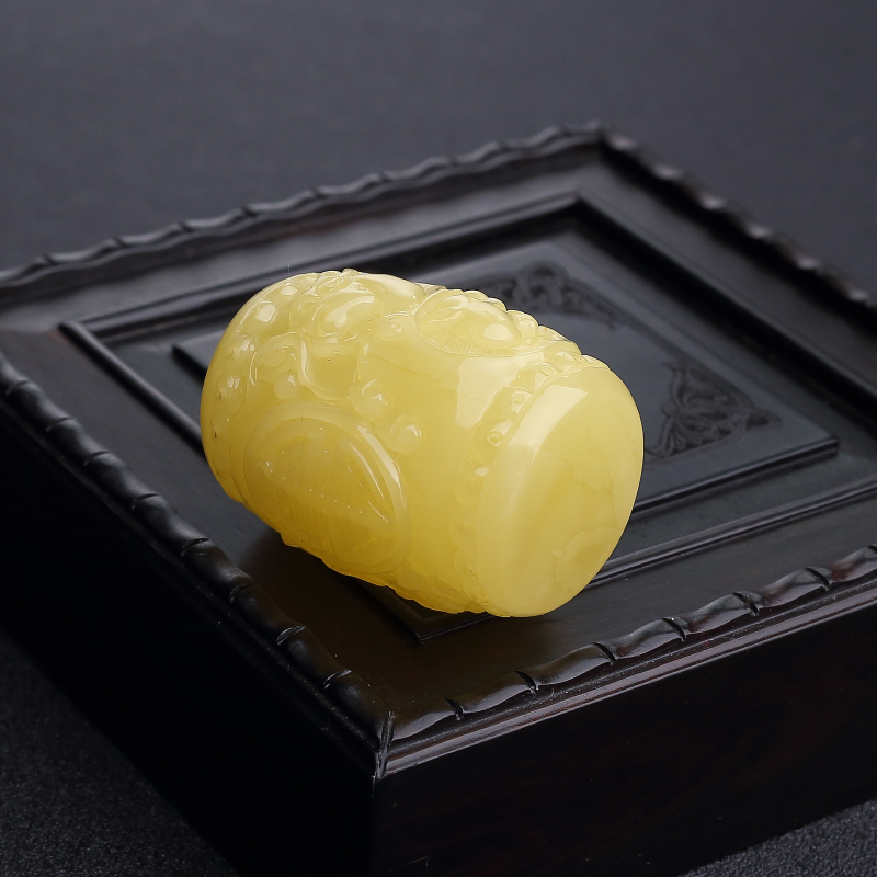 波罗的海天然鸡油黄蜜蜡桶珠-红掌柜