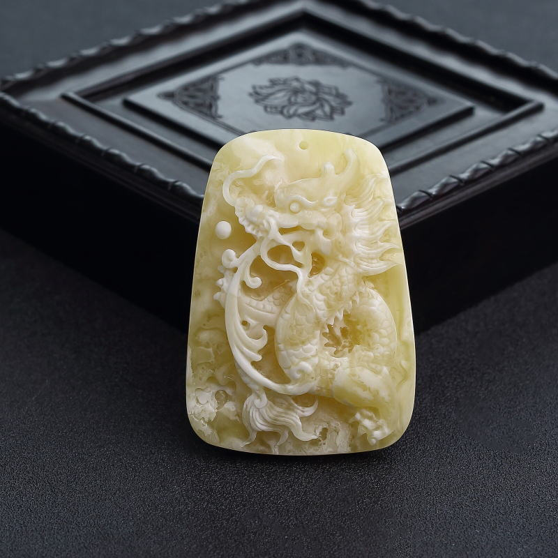 波罗的海天然白花蜜蜡龙吊坠-红掌柜