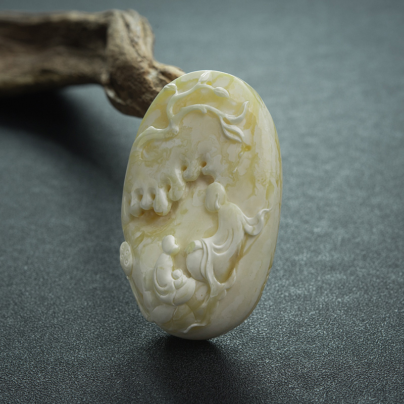 带皮象牙白白蜜授业解惑吊坠-红掌柜
