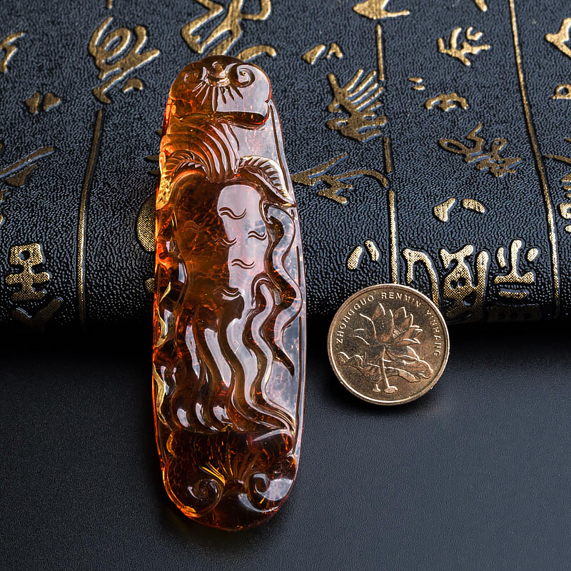 金珀人参吊坠-红掌柜珠宝
