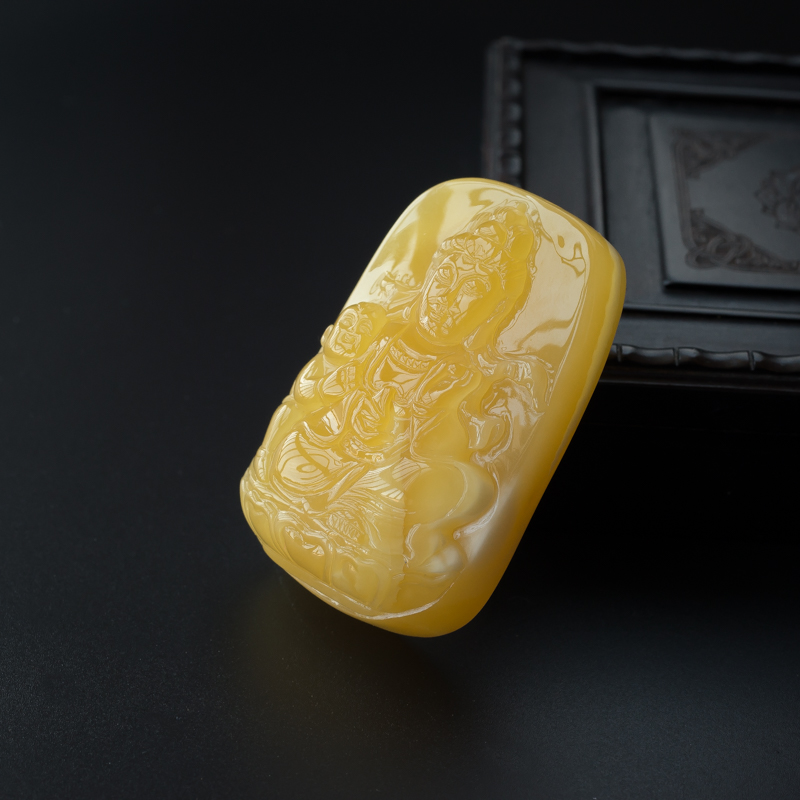 鸡油黄蜜蜡吊坠-红掌柜