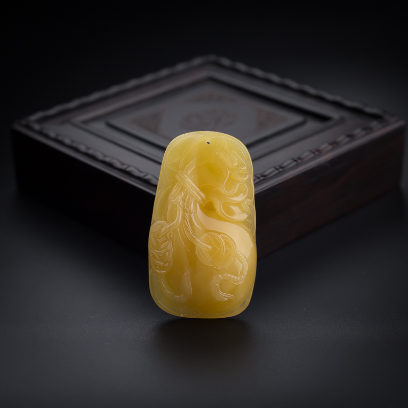 波罗的海天然鸡油黄蜜蜡钱袋吊坠 - 红掌柜