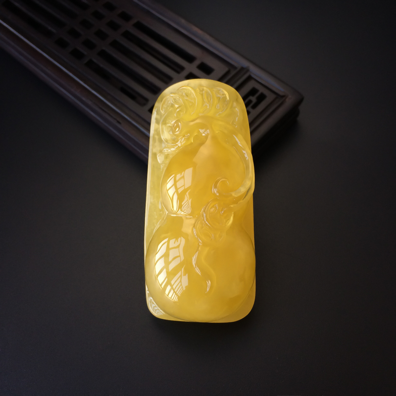 波罗的海天然鸡油黄蜜蜡葫芦吊坠-红掌柜