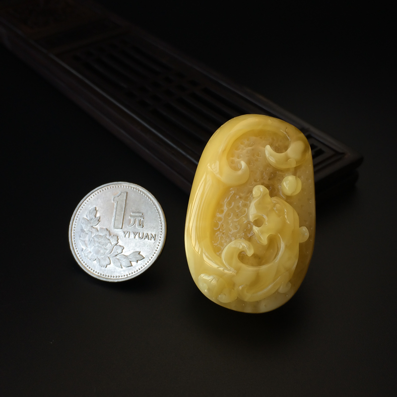 天然白花蜜蜜蜡吊坠-红掌柜