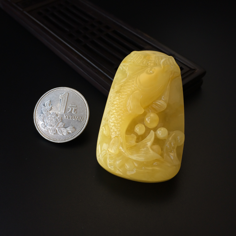 鸡油黄蜜蜡吊坠-红掌柜