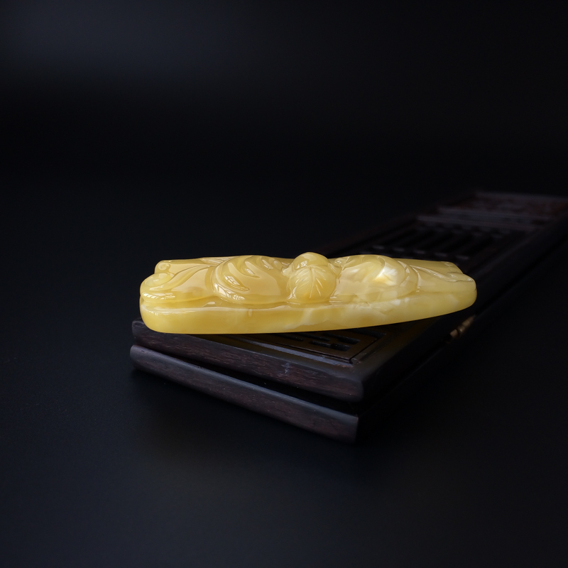 鸡油黄蜜蜡福气节节高吊坠-红掌柜