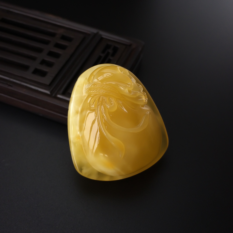 天然黄白蜜鸡油黄蜜蜡钱袋吊坠-红掌柜