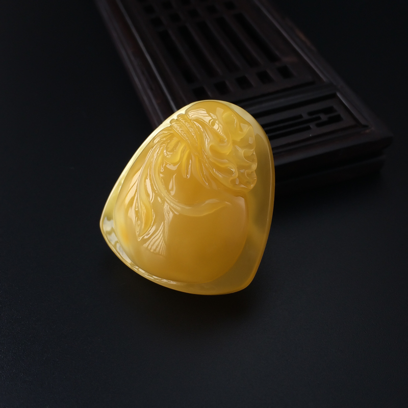 波罗的海黄白蜜鸡油黄蜜蜡钱袋吊坠-红掌柜