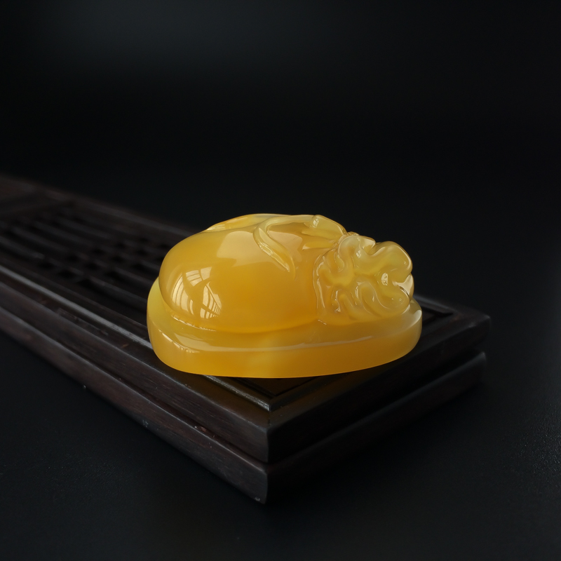 黄白蜜鸡油黄蜜蜡钱袋吊坠-红掌柜