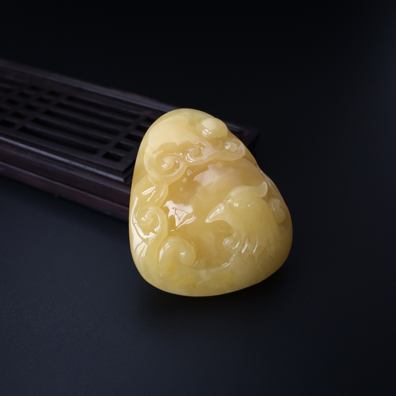 波罗的海鸡油黄蜜蜡凤凰吊坠-红掌柜