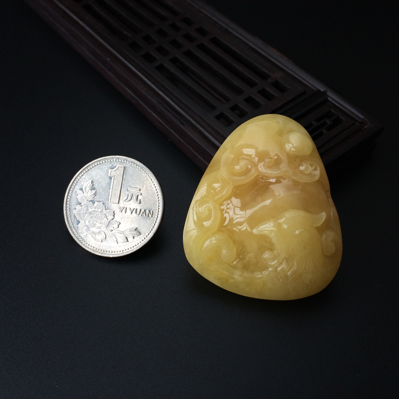 天然鸡油黄蜜蜡吊坠-红掌柜