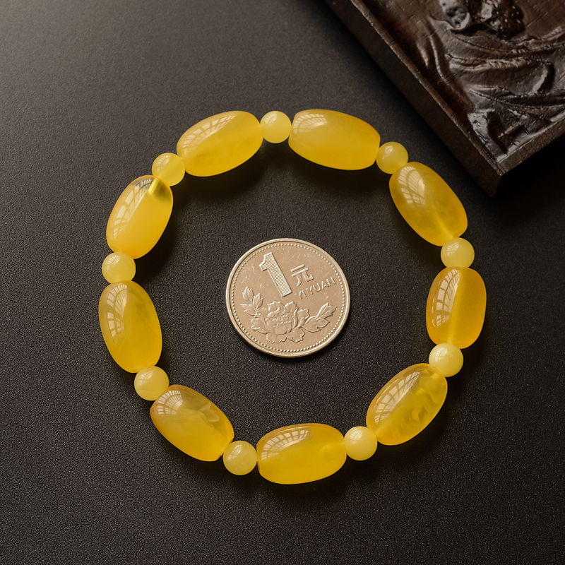 鸡油黄蜜蜡手串 - 红掌柜