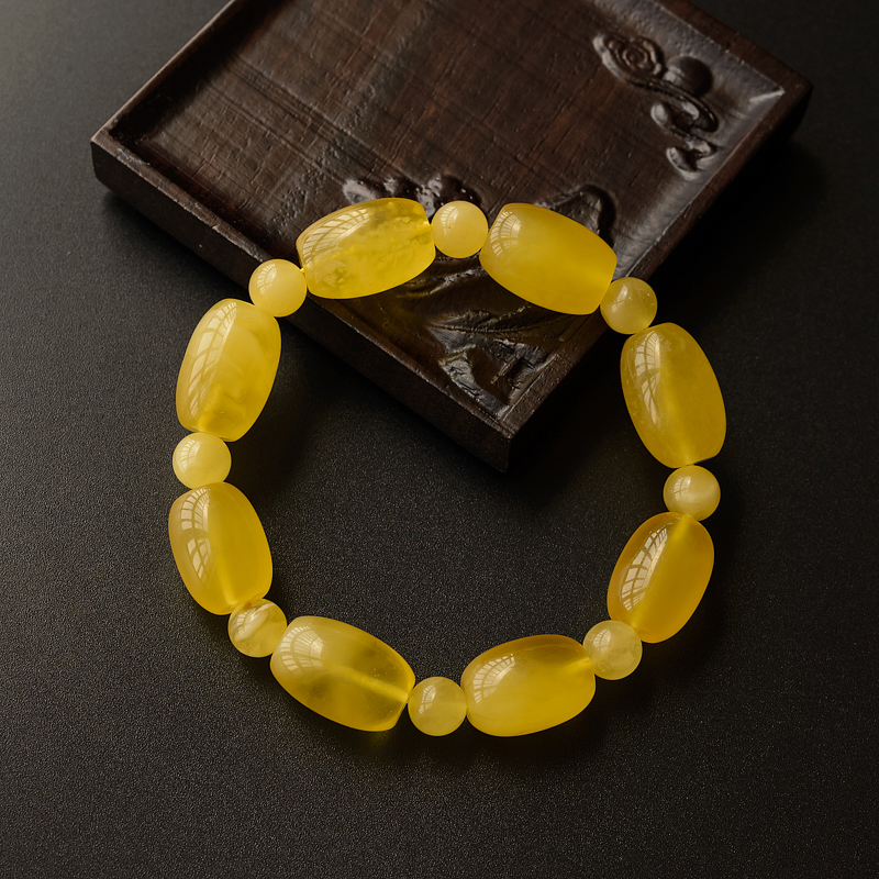 波罗的海天然鸡油黄蜜蜡桶珠手串 - 红掌柜