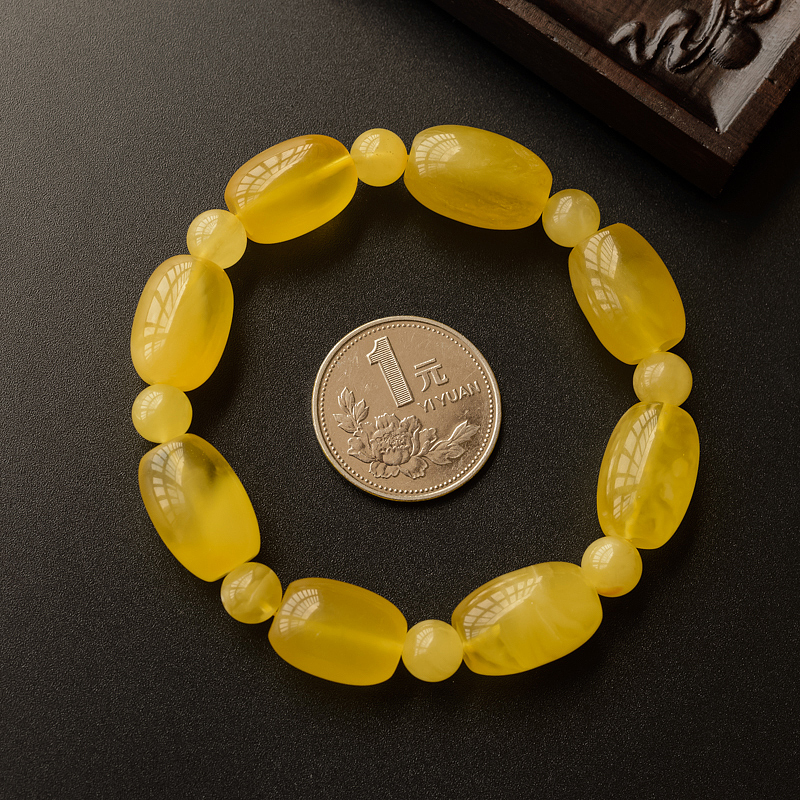 鸡油黄蜜蜡手串 - 红掌柜