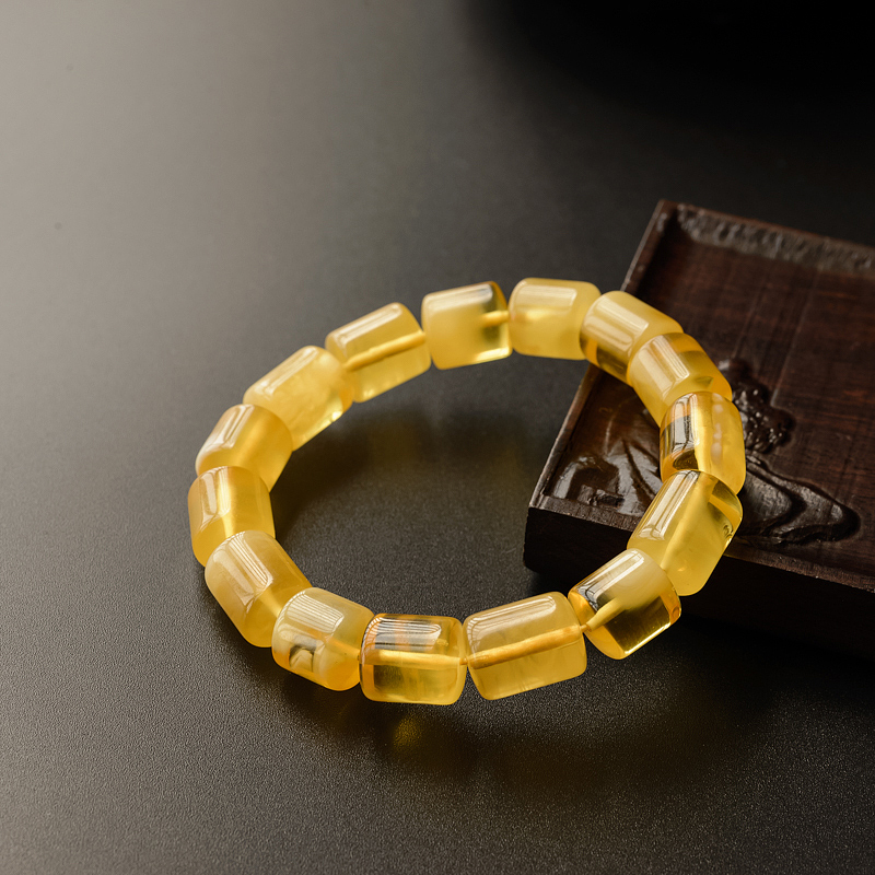 天然金绞蜜蜜蜡桶珠手串 - 红掌柜