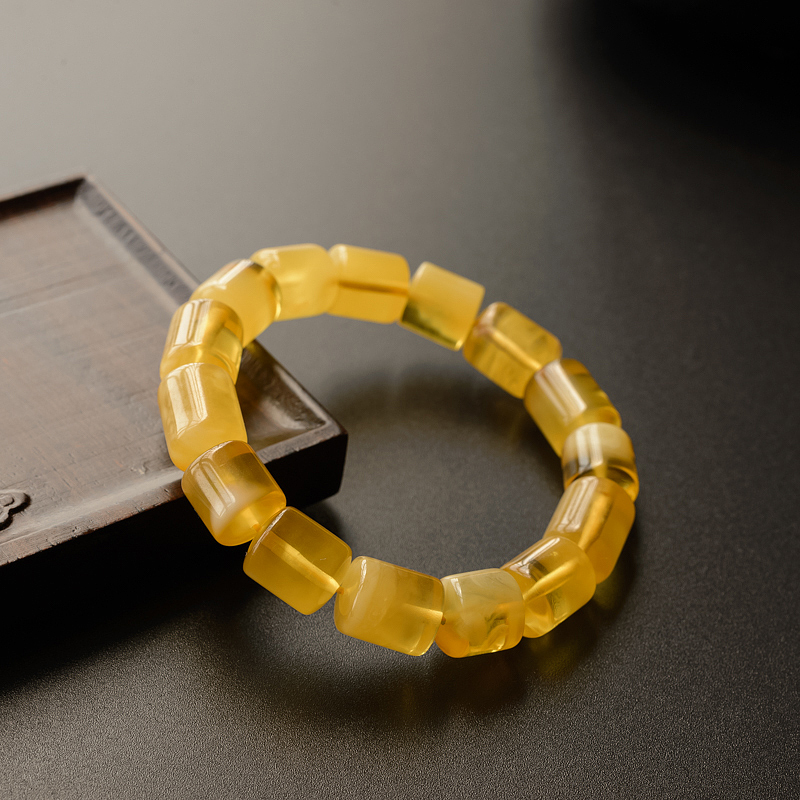 金绞蜜蜜蜡桶珠手串 - 红掌柜