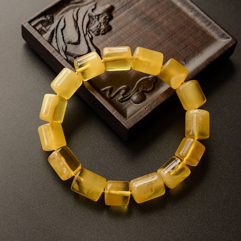 金绞蜜蜜蜡桶珠手串 - 红掌柜