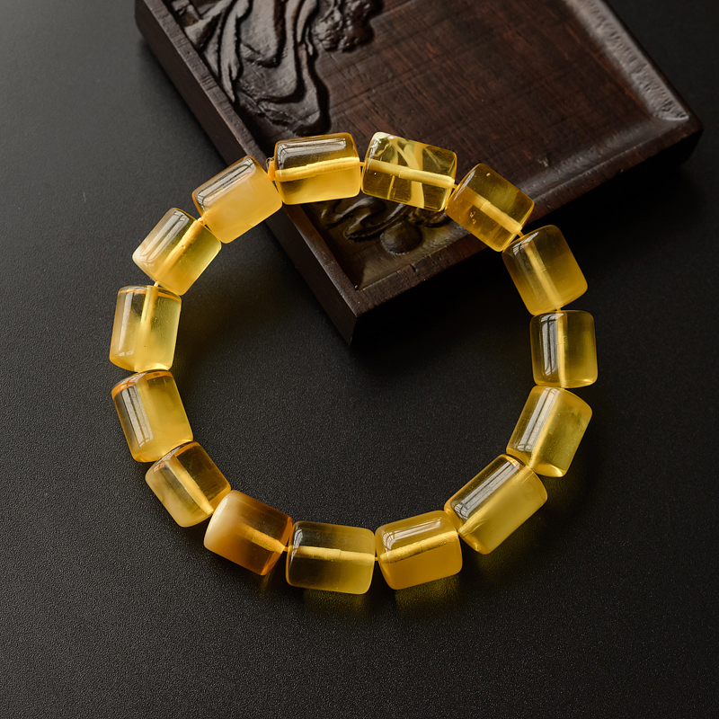 波罗的海天然金绞蜜蜜蜡桶珠手串 - 红掌柜