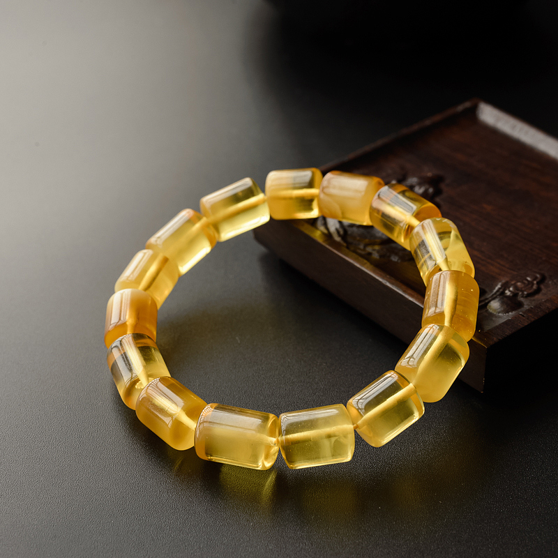 天然金绞蜜蜜蜡桶珠手串 - 红掌柜