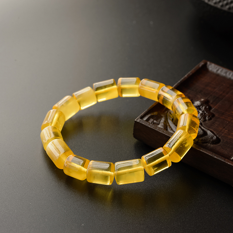 天然金绞蜜蜜蜡桶珠手串 - 红掌柜