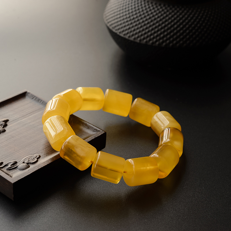 金绞蜜蜜蜡桶珠手串 - 红掌柜