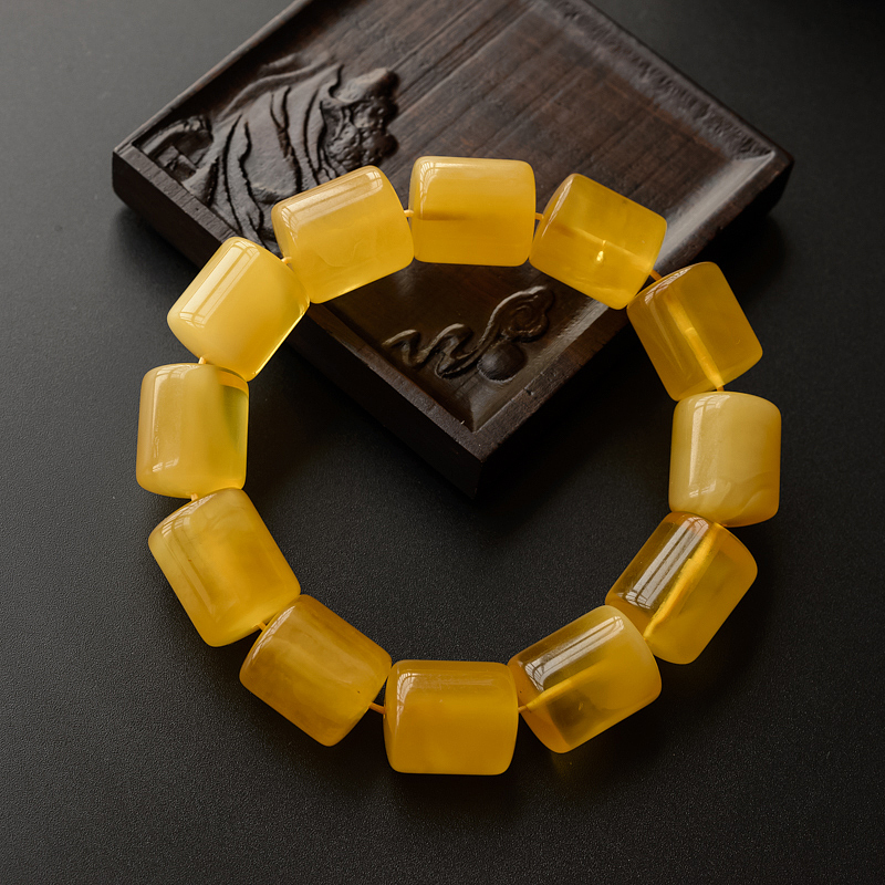 金绞蜜蜜蜡桶珠手串 - 红掌柜