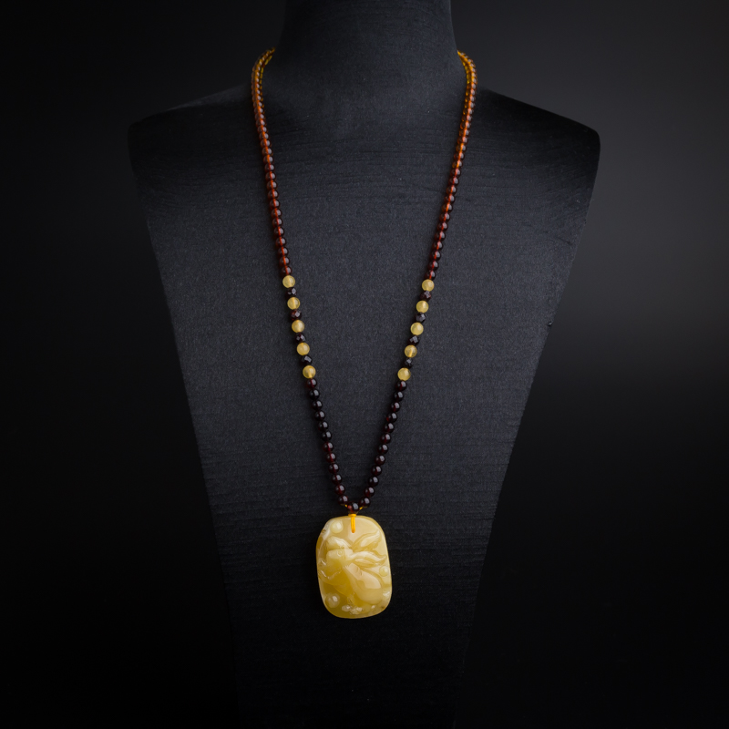 波罗的海天然满蜜鸡油黄蜜蜡吊坠-红掌柜