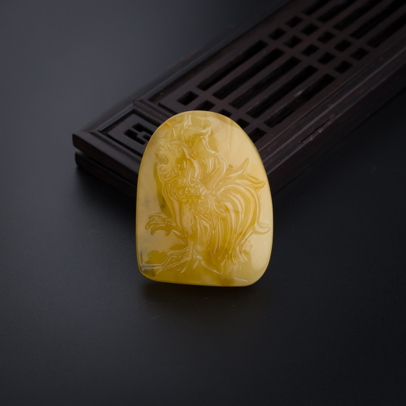 天然满蜜鸡油黄蜜蜡鸡吊坠-红掌柜