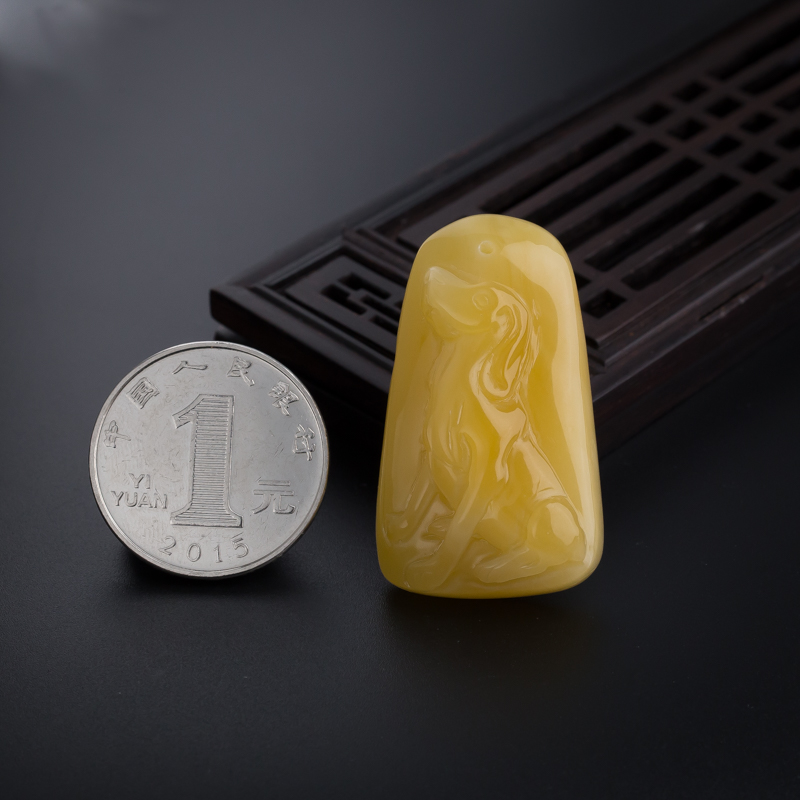 鸡油黄蜜蜡吊坠-红掌柜